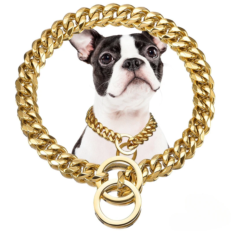 Spot Stainless Steel Pet P Chain Neck Ring 15mm Six-sided Polished Dog Necklace P Rope