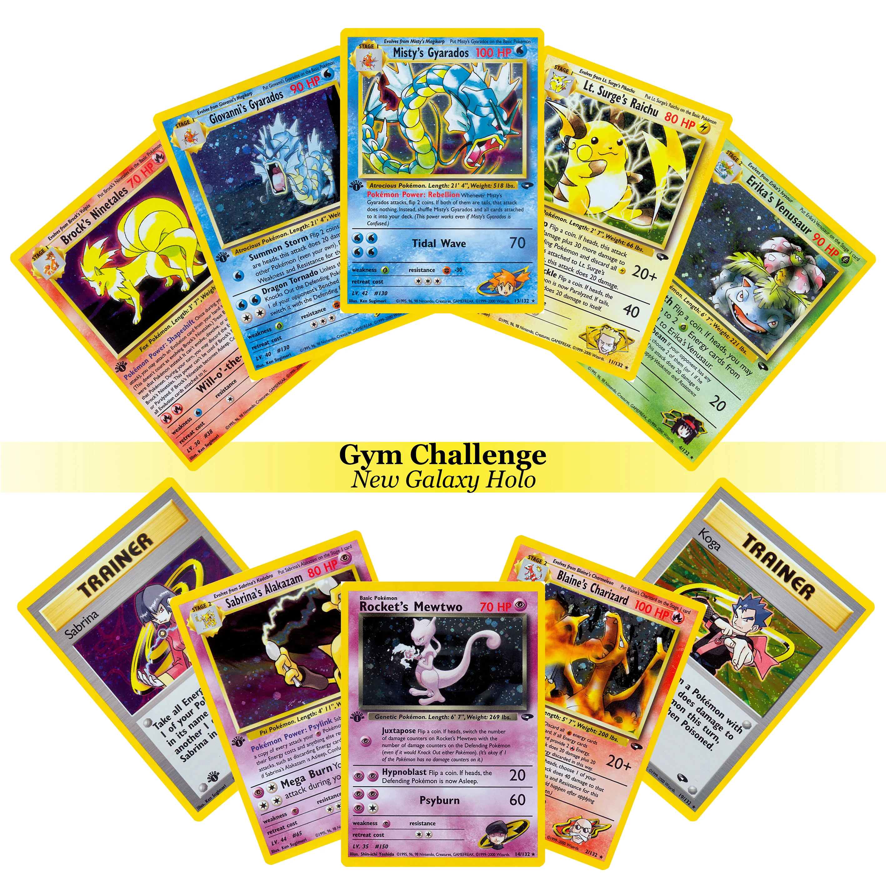 20Pcs Pocket TCG Gym Challenge G2 New Galaxy Foil Blaine's Charizard #2‑132 Mewtwo Holo Anime PKM Collection Game Card DIY Gifts