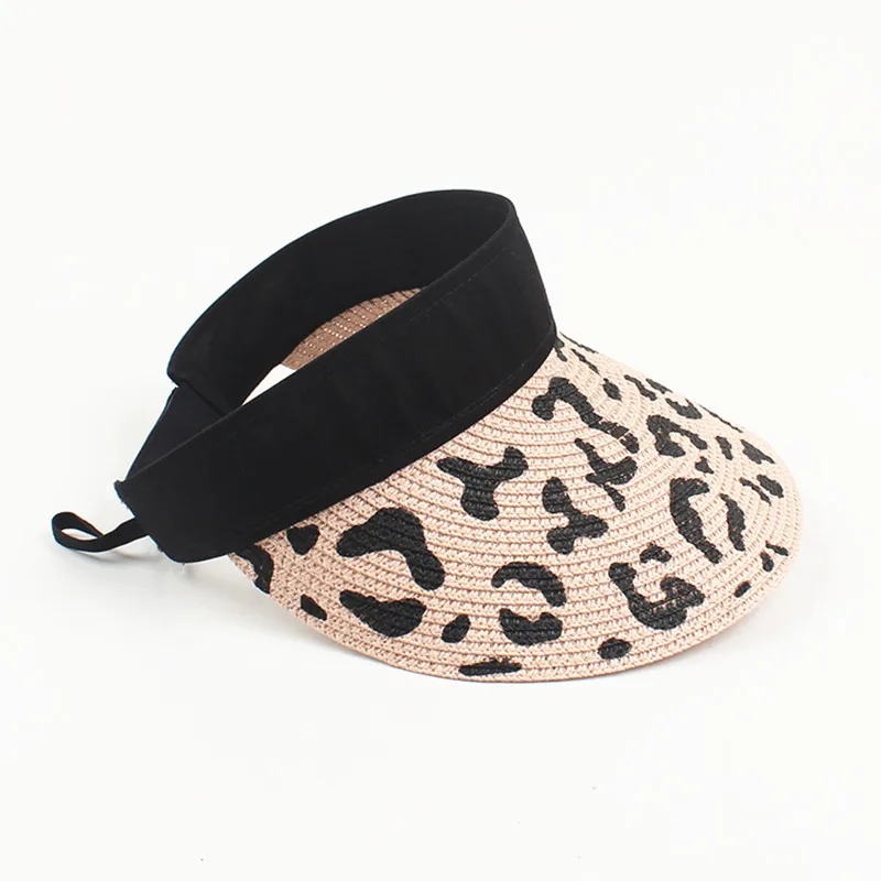 

Летняя женская шляпа с леопардовым принтом и козырьком, пляжная повседневная складная шляпа от солнца, соломенная шляпа для путешествий для взрослых для женщин