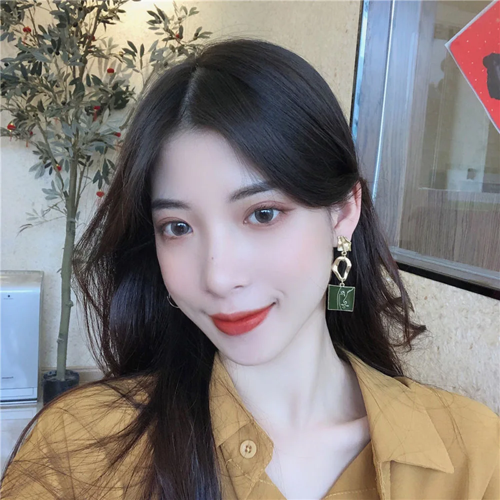 For Women Stylish Circle Abstract Face Square Punk Party Jewelry Dangle Earrings Stud Earrings Fashion  Accessories