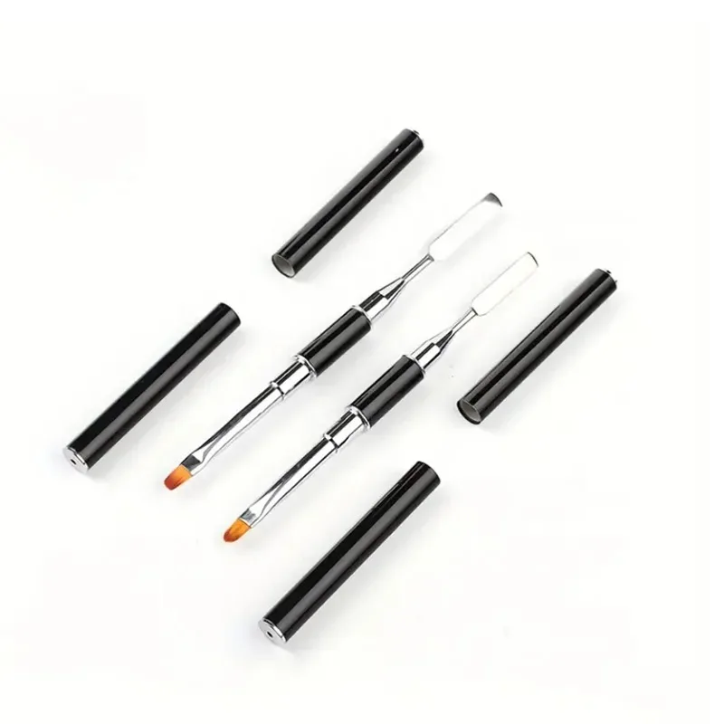 Nuevo cepillo y recogedor de Gel 2 en 1, cepillo de uñas de diseño y espátula, herramienta de cepillo de uñas de Gel para Gel de extensión de uñas acrílicas