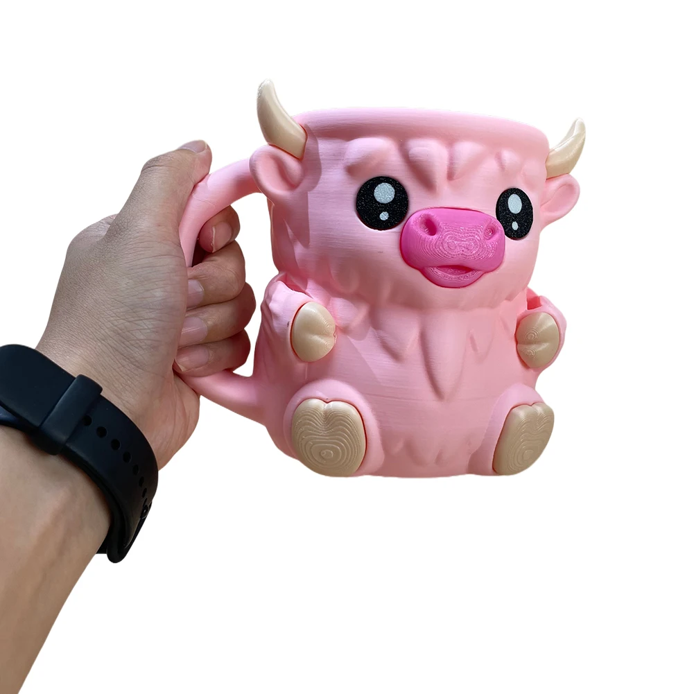 Highland vaca gelo pint titular reutilizável 3d impresso sorvete pint recipientes com lanche gaveta & alça highland vaca amantes presentes