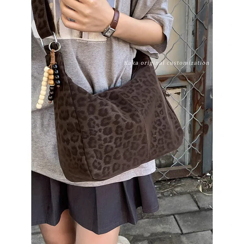 

Leopard Print Crossbody Bag Women New Korean Large Capacity Brief Shoulder Tote Underarm Bags