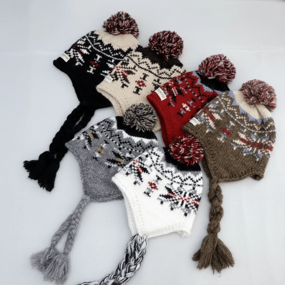 Cute Jacquard Knitted Beanies Caps Weave Y2k Ear Protection Cap Twists Braid Korean Style Women Wool Cap Girls