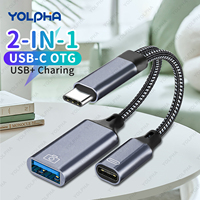 USB C OTG Cable Phone Adapter 2 in 1 Type C to USB A Adapter with PD Charging Port for Samsung Huawei Xiaomi Phone Laptop Tablet