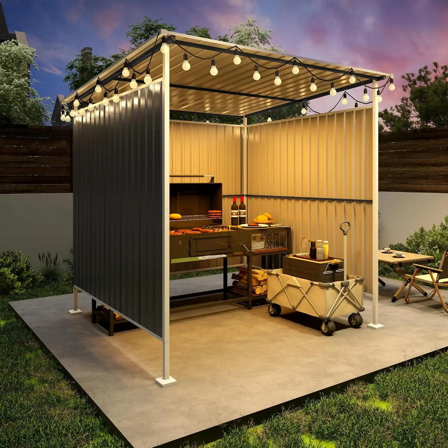 6x6 FT Metal Bike Shed Outdoor Hardtop Storage Shelter Lean to Gazebo Bicycle Patio Deck Weatherproof Backyard, Customized