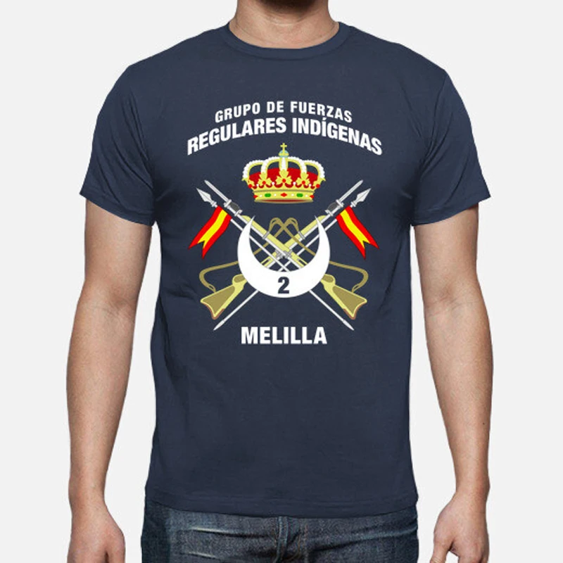 Grupo De Fuerzas Regulares Indigenas. Gfri 2 Melilla. Española Legión T-Shirt. Summer Cotton Short Sleeve O-Neck Mens T Shirt