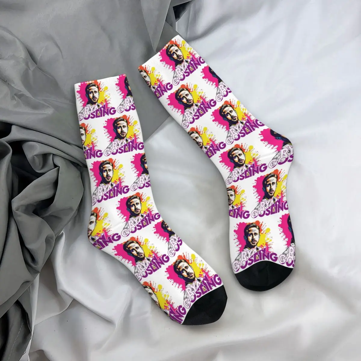 

All Seasons Crew Stockings Ryan Gosling Art Graphic Design Socks Fashion Long Socks Accessories for Men Women Christmas Gifts