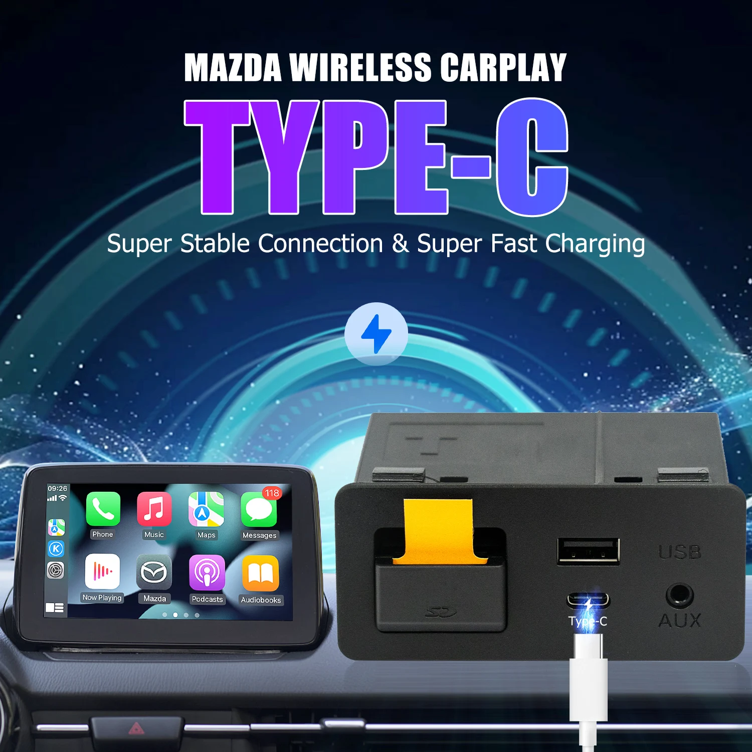 TYPE-C マツダ CarPlay Android 自動ハブ OEM レトロフィット USB