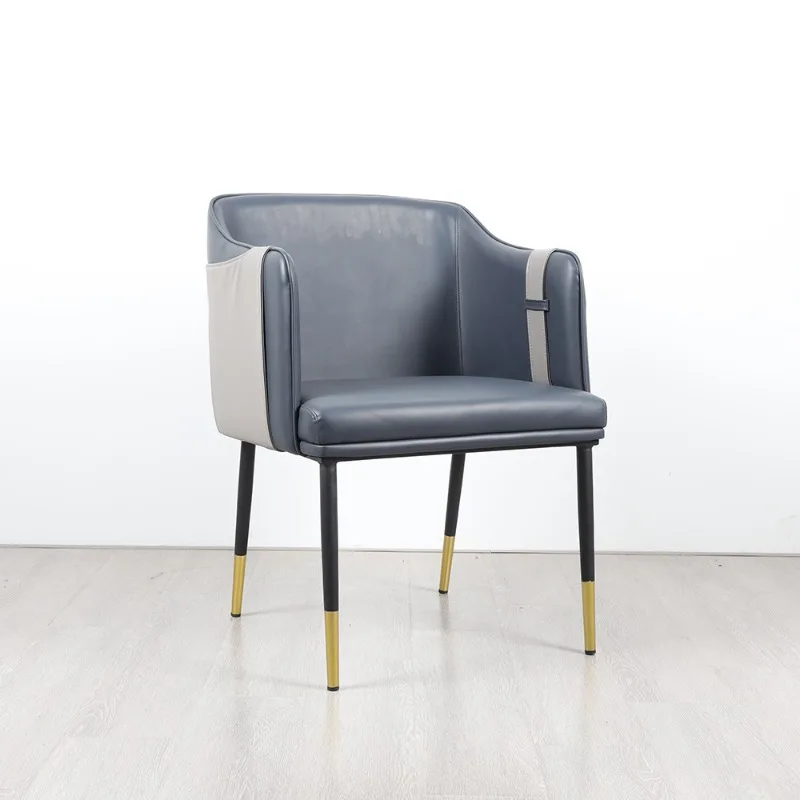 

Italian light luxury dining chair, hotel cafe leisure negotiation chair, leather armrest back chair