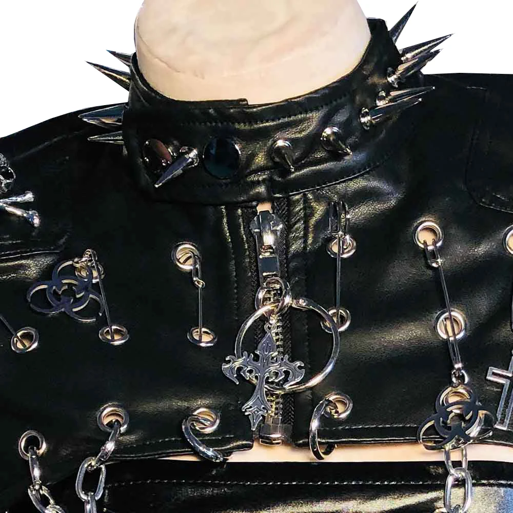 Goth T-Shirt Y2K Tops Gothic Tank Ladies Rave ALT Punk Rock Clothes Grunge Spiked Festival Outfit with Spikes Emo Clothing