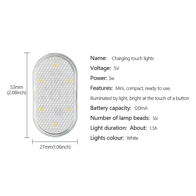 Luz LED táctil inalámbrica para Interior de coche, luz magnética para puerta, techo, lectura, recargable por USB, 5V, venta al por mayor