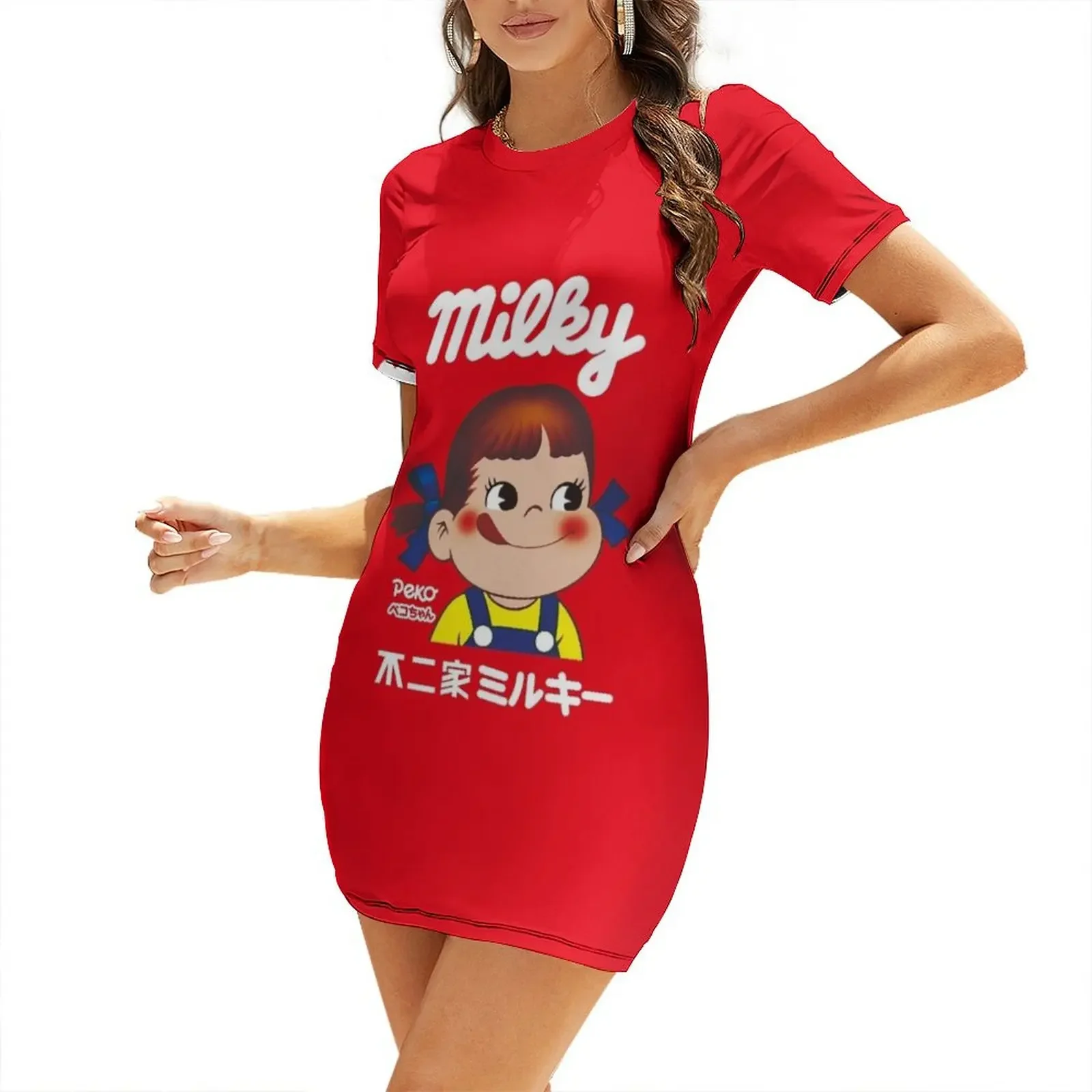 

Milky Peko-chan Short-Sleeved Dress bandage dress luxury dress evening woman Party dresses