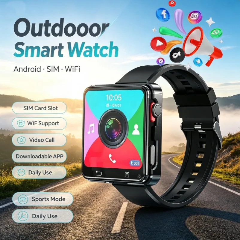 4G Android S998 Smart Watch SIM Bluetooth WiFi Waterproof Multifunctional Outdoor Wristwatch for Men & Women