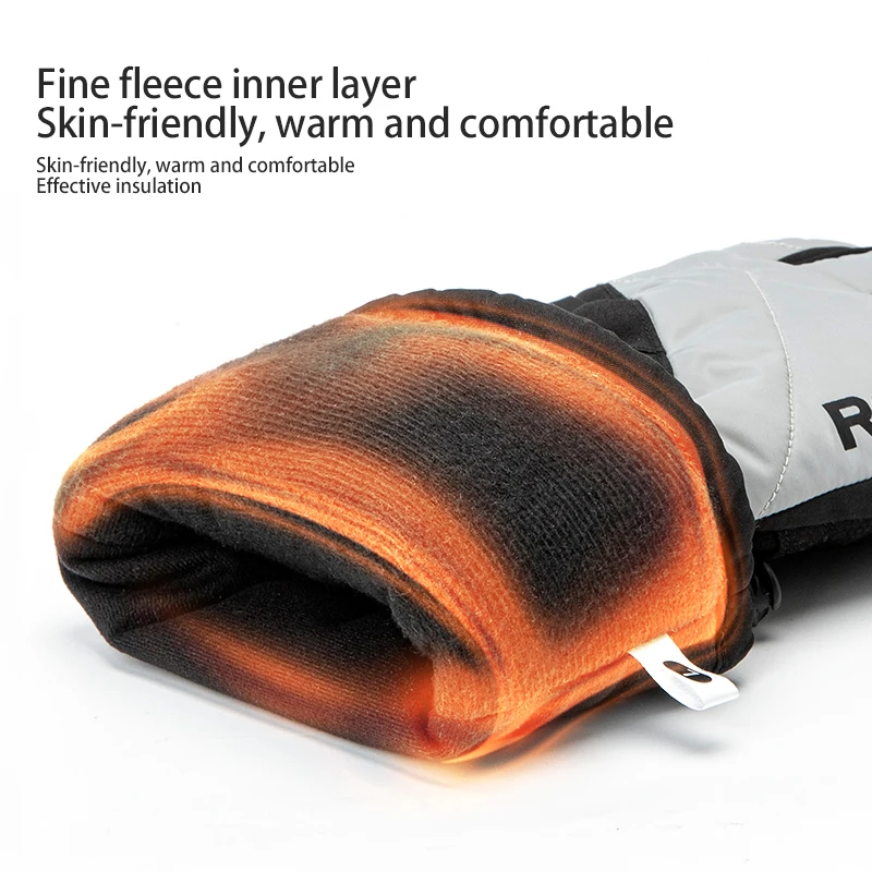 ROCKBROS Warm Heated Gloves Snowmobile Gloves With 3 Levels 4000mAh Rechargeable Battery Powered Electric Thermal Heat Glove