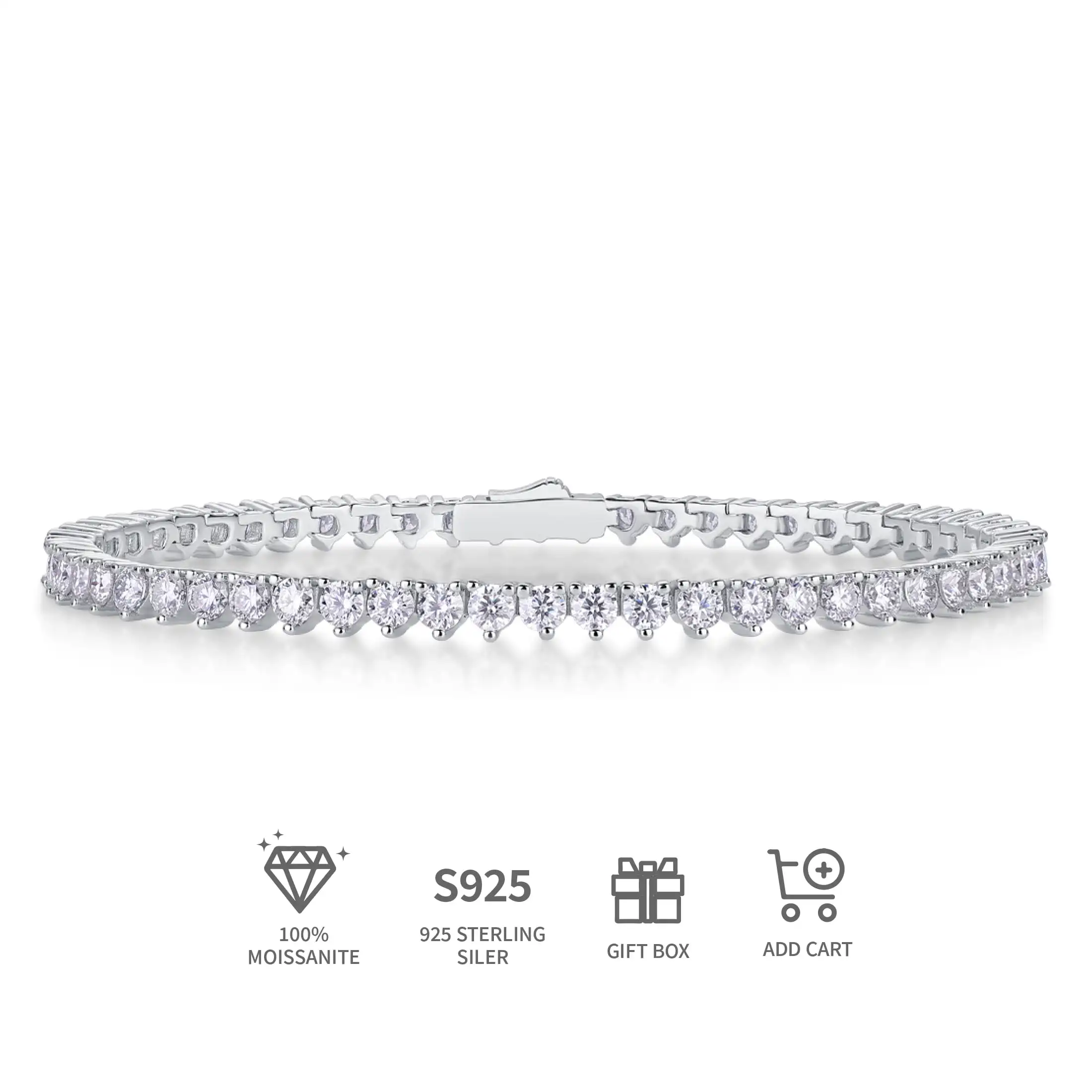 

Diamond Tennis Bracelet | 3 Carat GRA Certified Lab Grown Diamond Bracelet Line 6.5" Sliver |Round Lab Diamond Tennis Bracelet