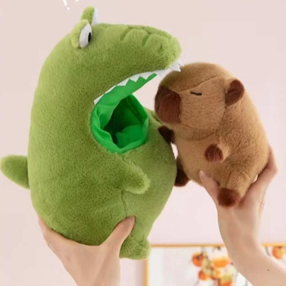Kawaii Capybara pluche pop zachte schattige knuffels groene krokodillen afneembaar kussen kussen verjaardagscadeau