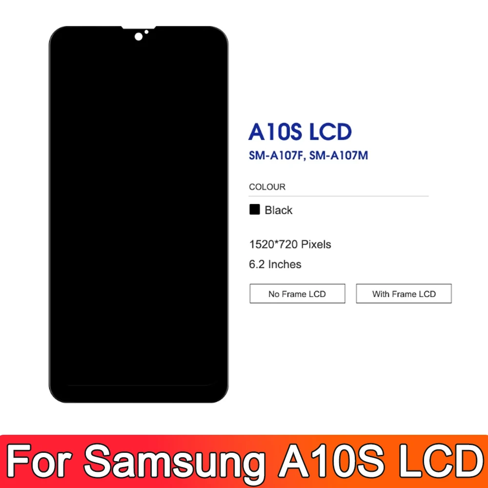 Display For Samsung A10s lcd with Frame Screen for Samsung A10s A107/DS A107F A107FD LCD Display Touch Screen Digitizer Assembly