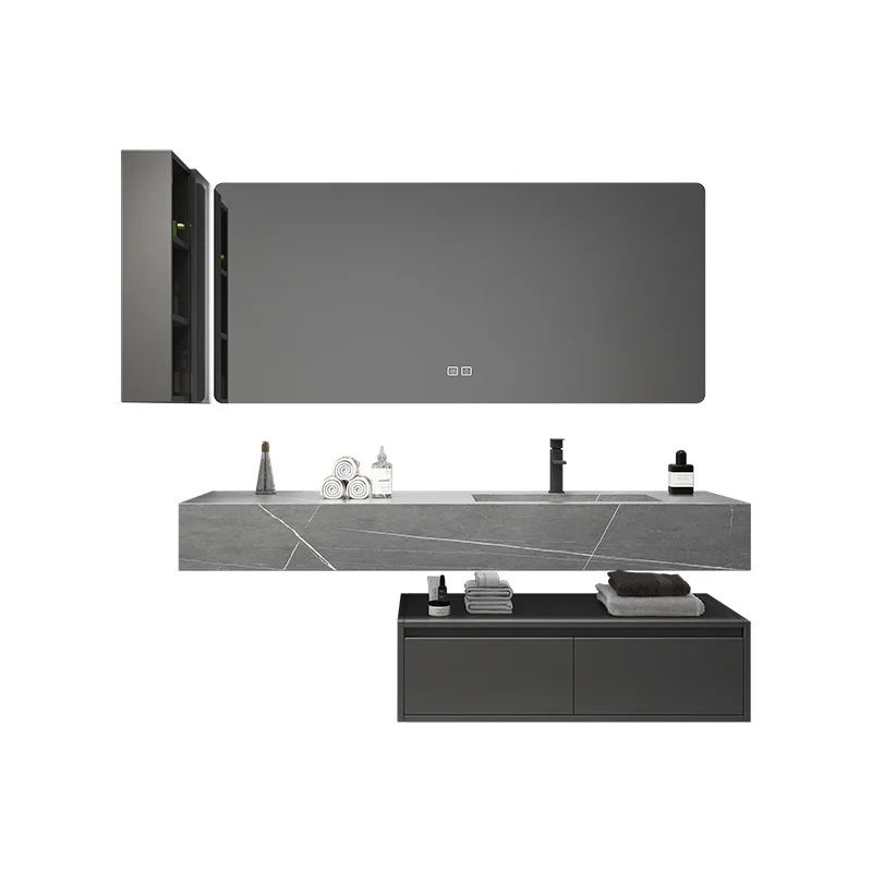 

Rock slab bathroom cabinet combination hand wash countertop wall wash face wash basin cabinet
