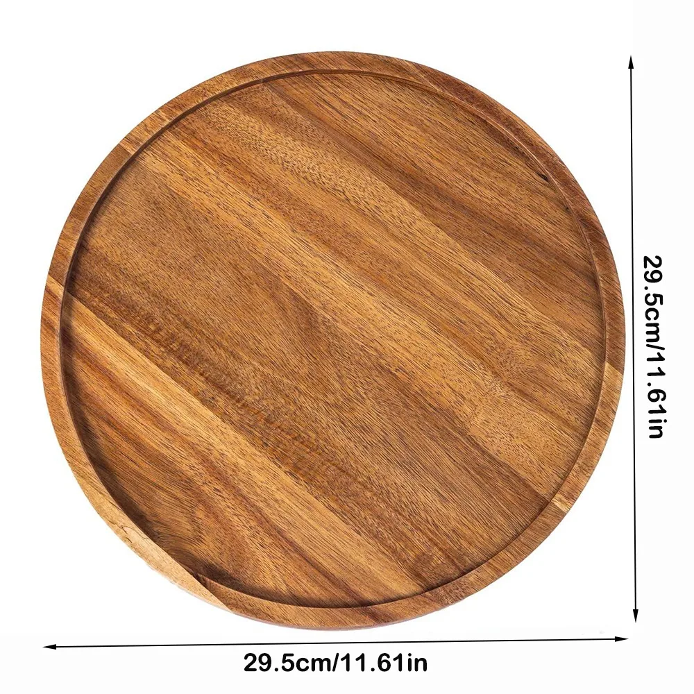 Plateau décoratif assiette à dîner ronde grande palette de Dessert en bois