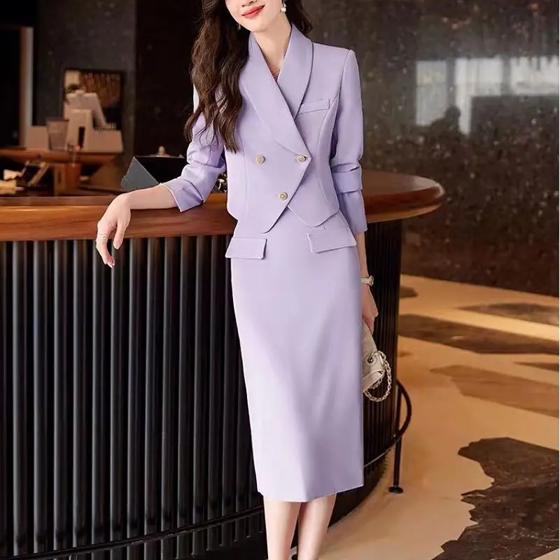 Cardigan suit female temperament celebrity fragrance professional suit solid high-end long sleeve short cardigan coat female