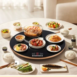Dining Table Smart round Induction Cooker Food Insulation Board Hot Board with Hot Pot Electric Heating Dishes Warming Plate
