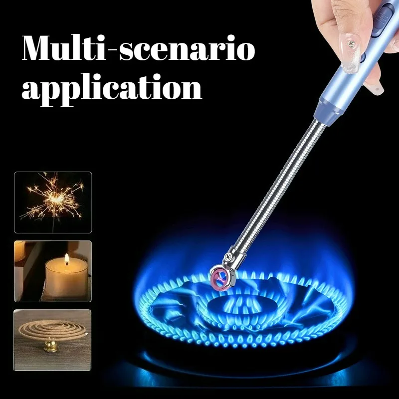 Electronic Pulse Igniter Dual Switch 720 ° Rotation Windproof USB Charging Aromatherapy Candle Gas Stove Igniter Gadgets for Men