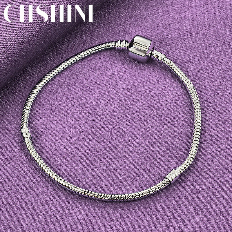 CHSHINE 925 Sterling Silver Snake Chain Bracelet For Women Wedding Party Fashion Charm Jewelry Hat Buckle Chain 20CM 8inches