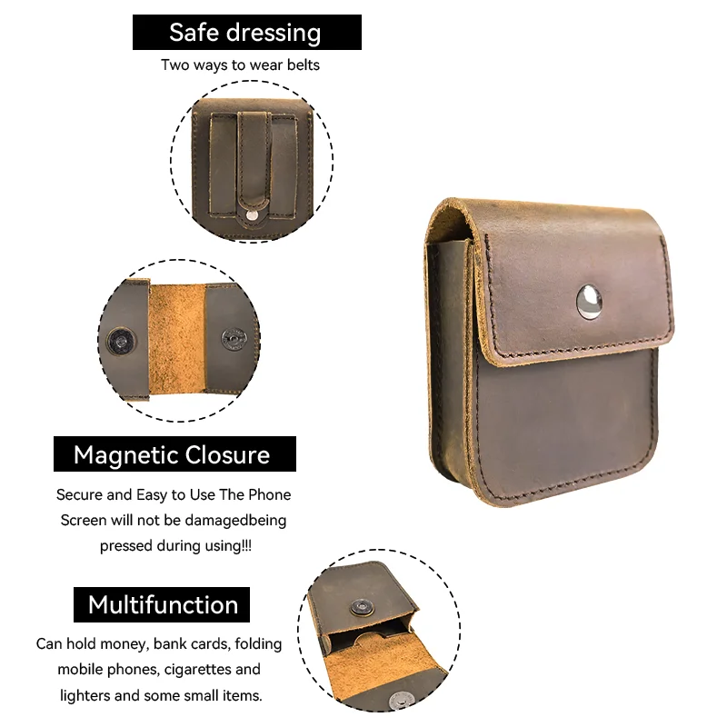 RIYAO-Couro Flip Telefone Holster, Cinto Saco, Tampa Do Telefone Para Samsung Galaxy Flip 5, Huawei Pocket S Moto Razr, 40 Ultra