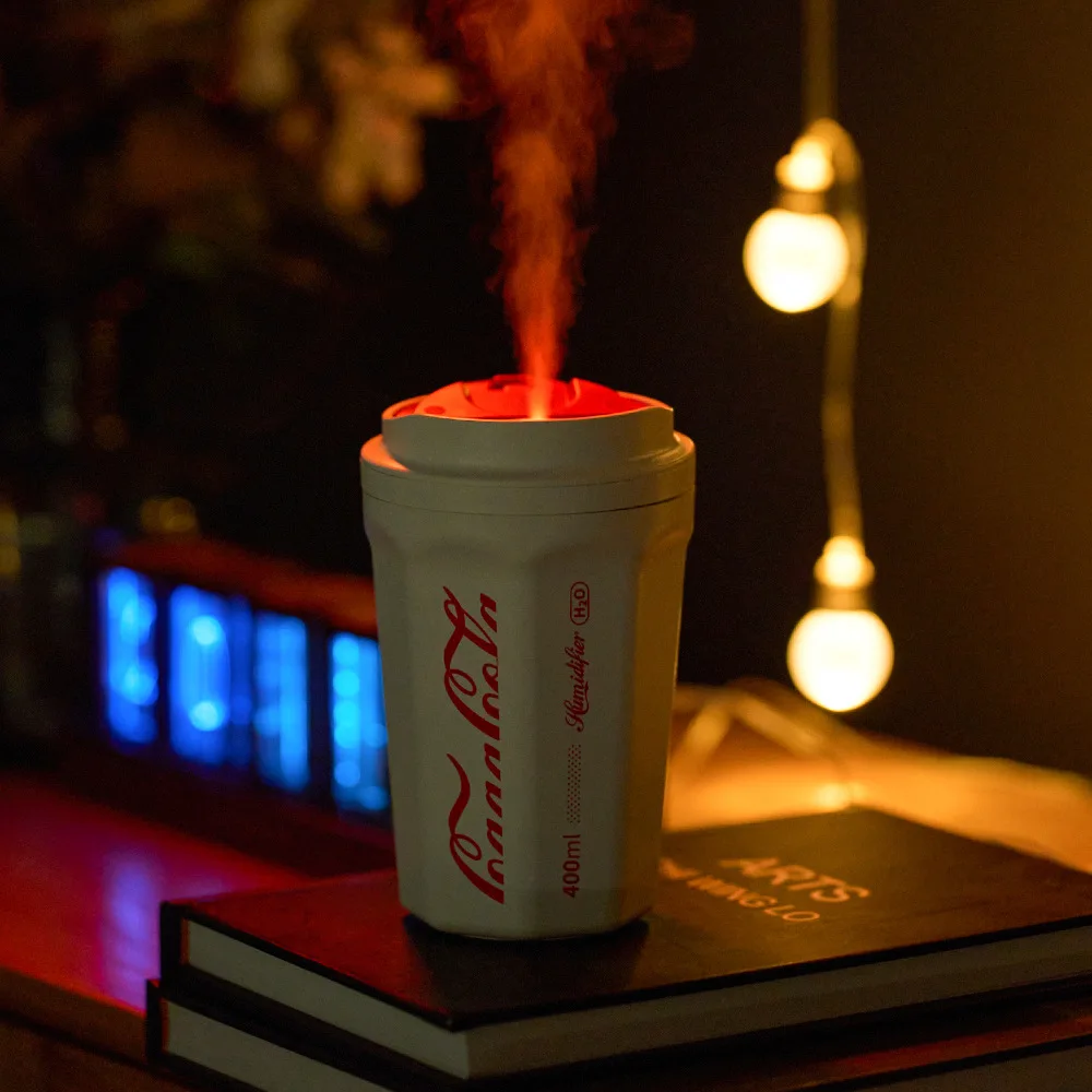 Creative Cocas Cola Cup Humidifier Home USB Charging 400ML High Capacity Car Air Humidifier