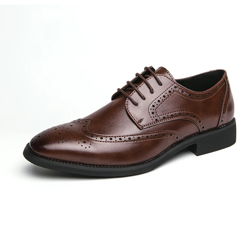 Sapatos Oxford Derby Brogue de couro genuíno masculino, sapatos de luxo, escritório de negócios, casamento formal, alta qualidade, feito à mão