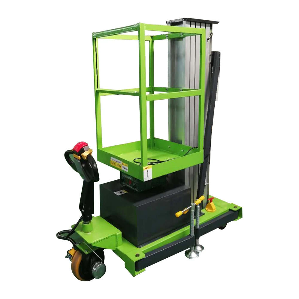 #Single Mast 8m Mobile Hand Pull Platform  Push Around Personal Lift Dual Mast Lifts