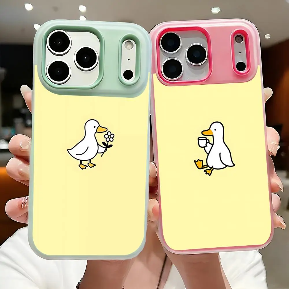 Funda para Teléfono con Patitos Amarillos Adorables, para iPhone 17 16 15 14 Pro Max, Cristal de Doble Capa, Líquido Brillante, de Lujo