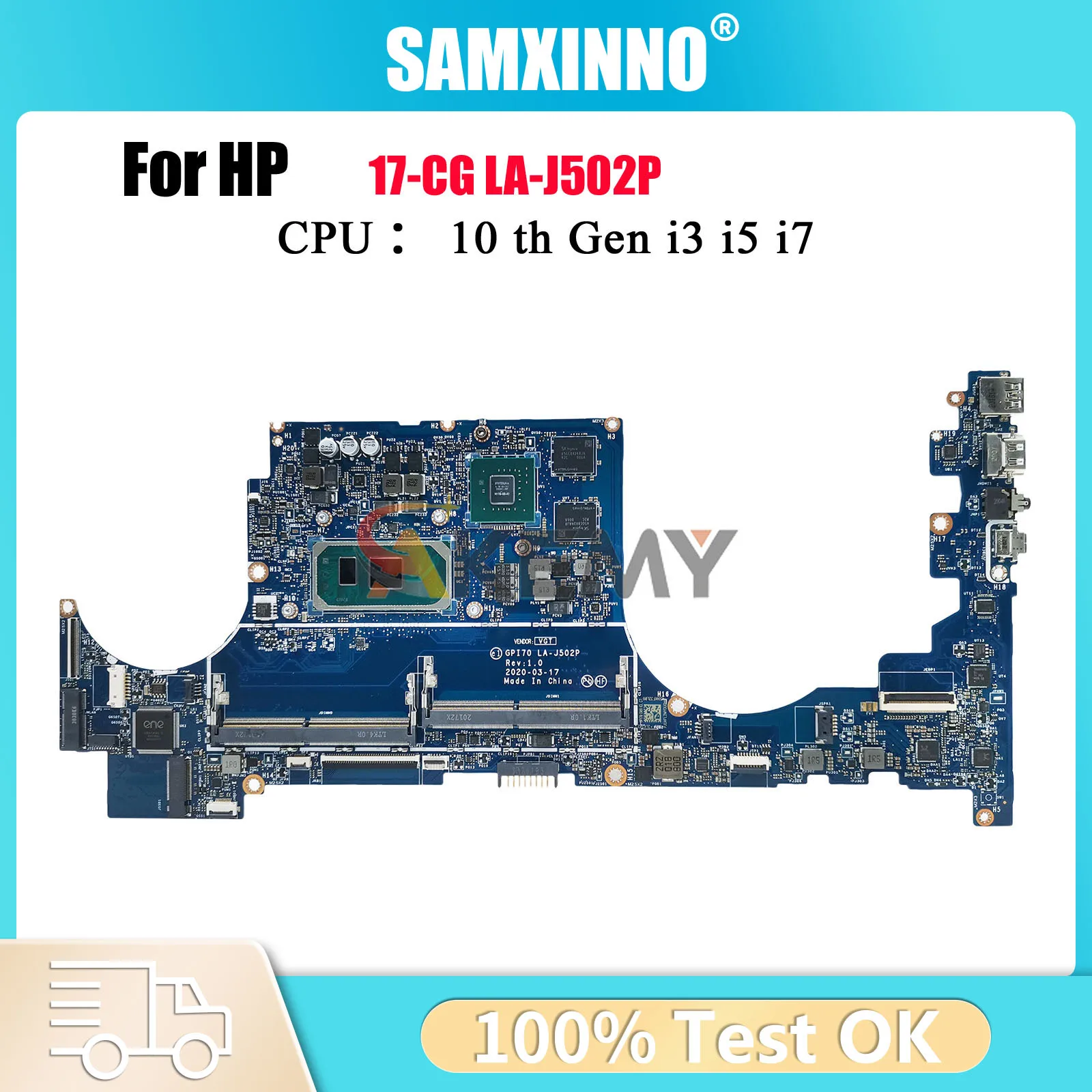

LA-J502P для ноутбука HP Envy 17-CG 17T-CG, материнская плата L99254-601 L87978-601 с процессором i5 MX330, 2 ГБ графического процессора, 100% полностью протестировано