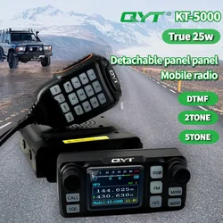 Radio de camion QYT-KT5000, mini émetteur-récepteur de voiture mobile, bandes VHF UHF, radios 25W, panneau hôte 144 MHz, 430MHz, radio jambon détachable