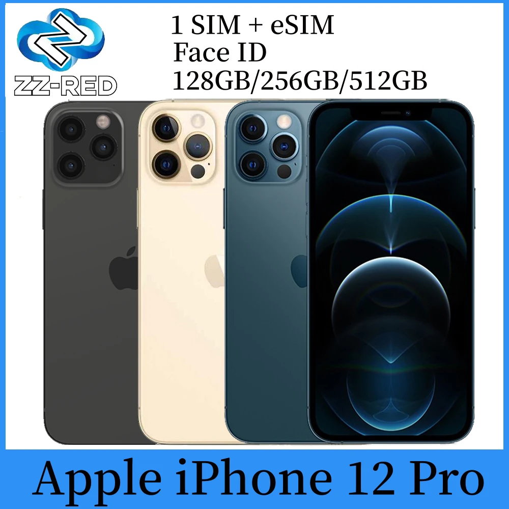 هاتف Apple iPhone 12 pro الأصلي المستخدم 128GB 256GB 512GB 6.1 'OLED 6GB RAM A14 Bionic IOS Face ID NFC مفتوح 5G
