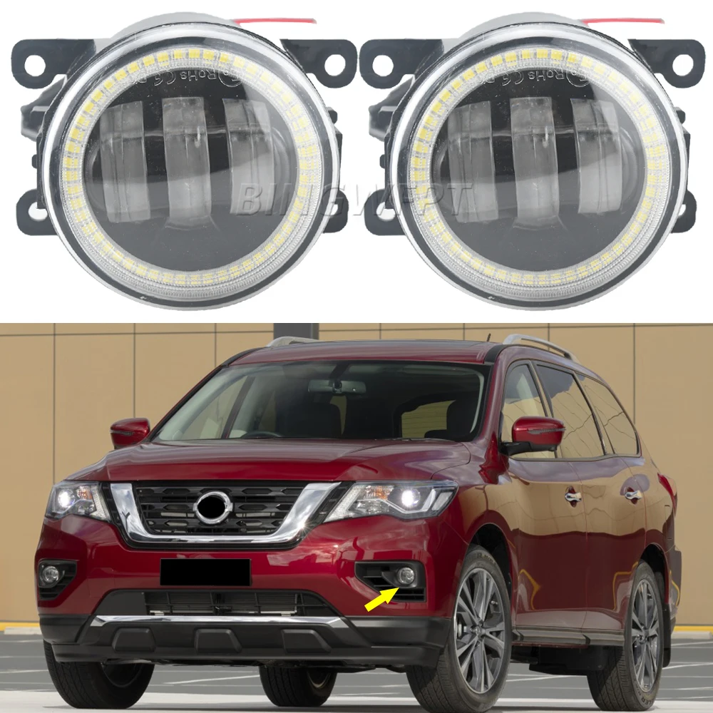 Car-Styling for Nissan Pathfinder R52 Facelift 2017 2018 2019 2020 High Quality Fog Lights 9-Pieces LED Angel eyes Foglight Lamp