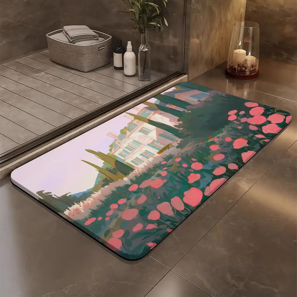 

Monet's Art Floor Mat Bathroom Soft Diatomaceous Mud Floor Mat, Bathroom Absorbent Foot Mat, Toilet Sink, Bedroom Mat, Carpet