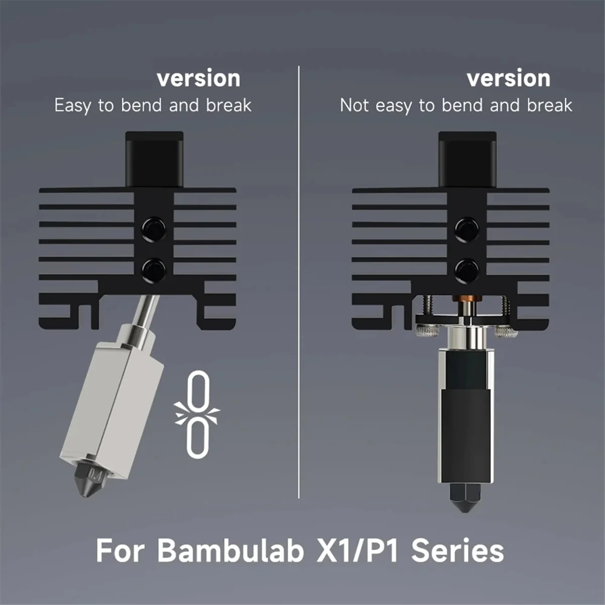 For Hotend Kit for Bambu P1P/P1S/X1/X1C Extruder Hotend Hardened Steel Nozzle Upgrade 2.0 Hotend Kit