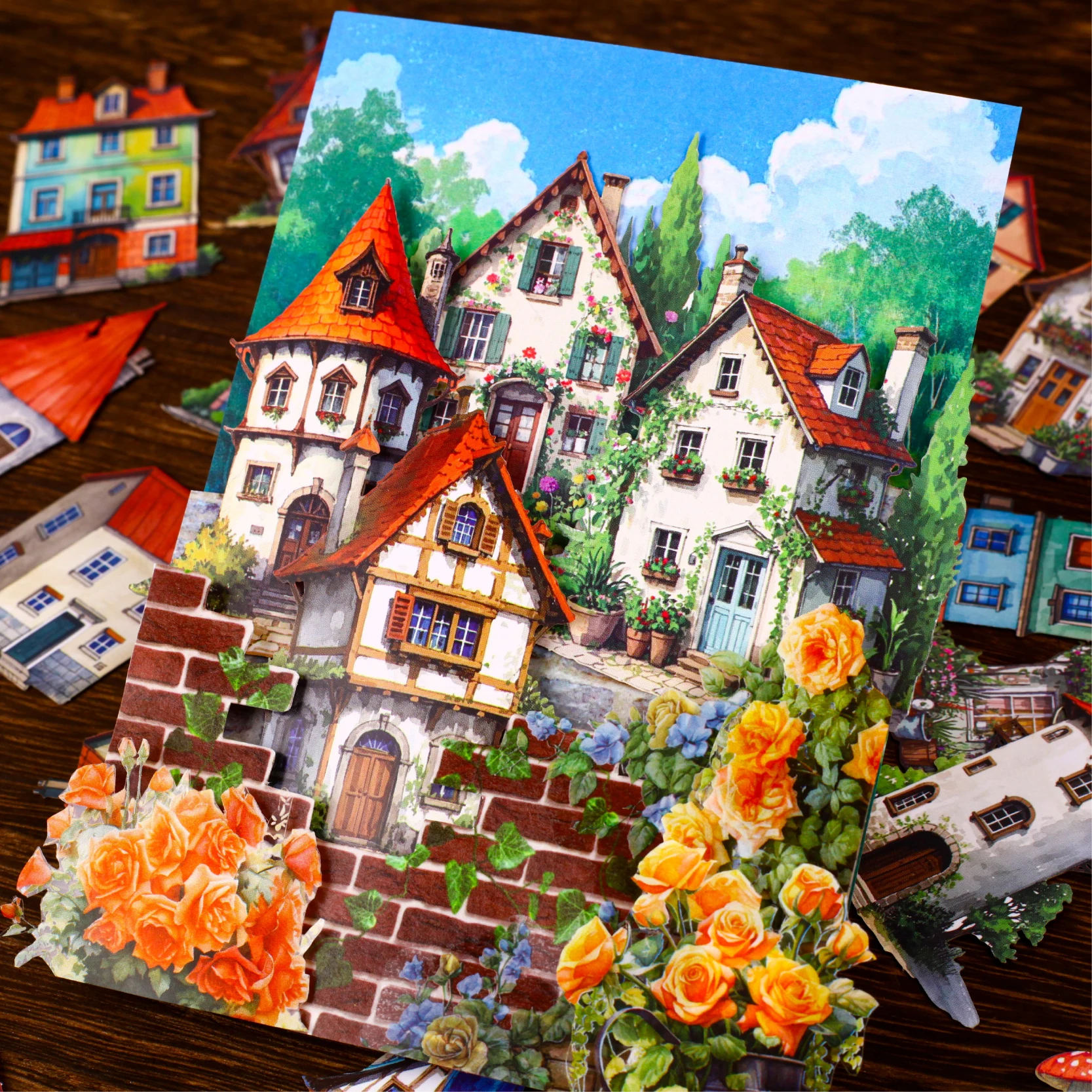 Picture 6: 10pcs Fairy Tale Mushroom Town Sticker Pack DIY Decorative Paper Scrapbooking Material handmade Diary Album Junk Journal Supplie
