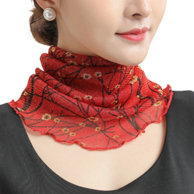 Chiffon Summer Neck Collar Scarf Ladies Face Cover Masks Silk Bib Sunscreen Variety Sun Protection Circle Scarf Mesh Headband