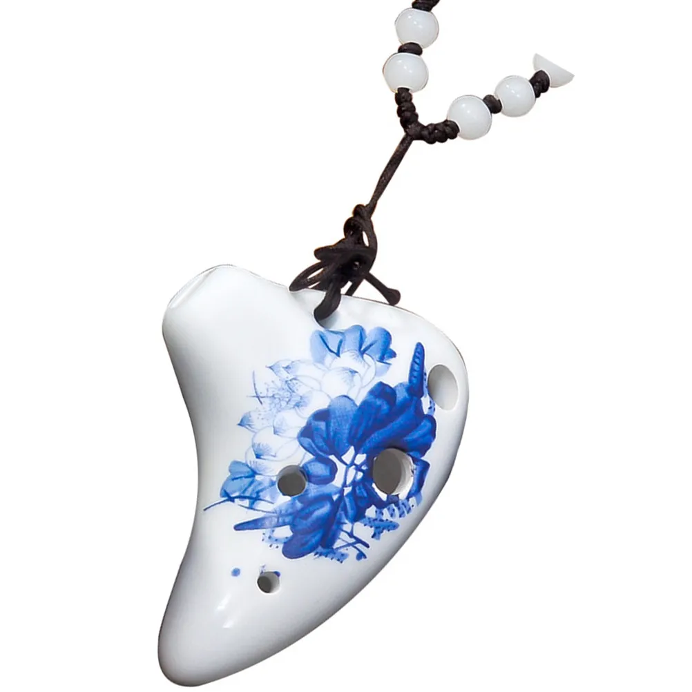 Colar Ocarina de Cerâmica com 6 Furos, Pequena Ocarina de Porcelana Portátil, Instrumento Musical para Iniciantes, Presente Musical Fácil de Tocar