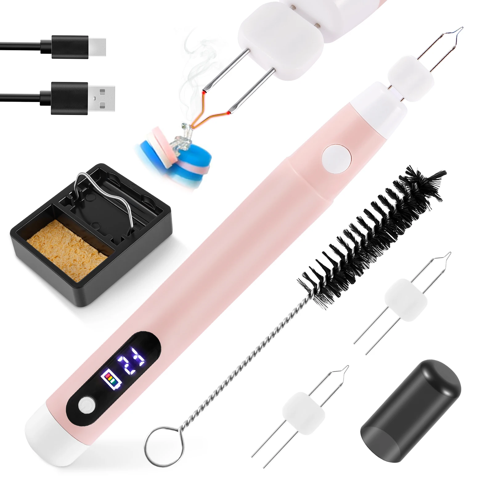 

1 Set Thread Burner Rechargeable Thread Zapper with Cleaning Brush Portable Thread Burner Tools for Bead Weaving Bracelet Making