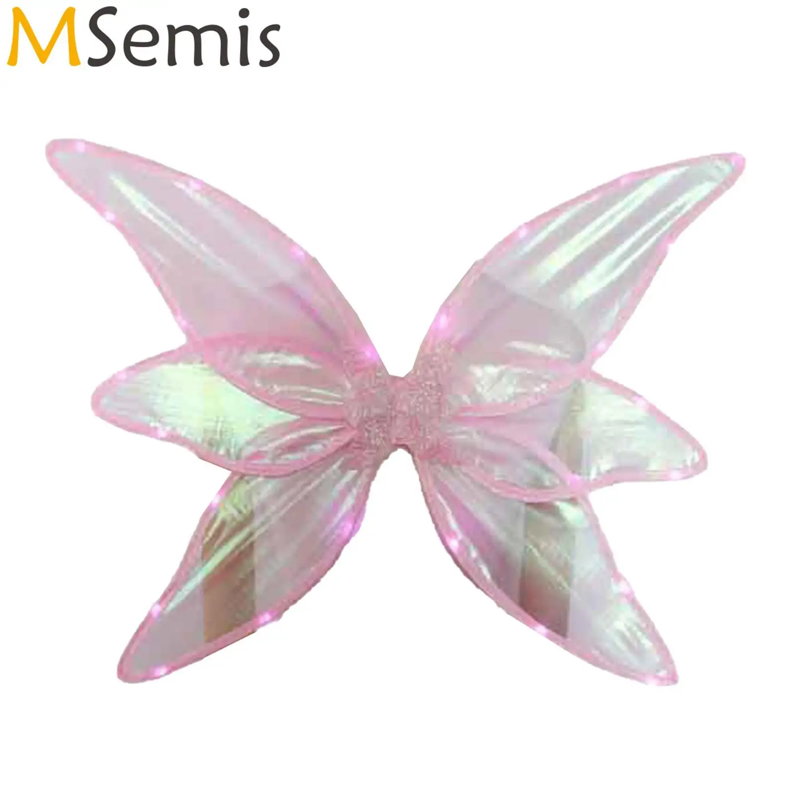 Kids Girls Fairy Wings Coin Cell Batteries Butterfly Wings Six-wings Light up Halloween Cosplay Costume Dress Up Party Accessory