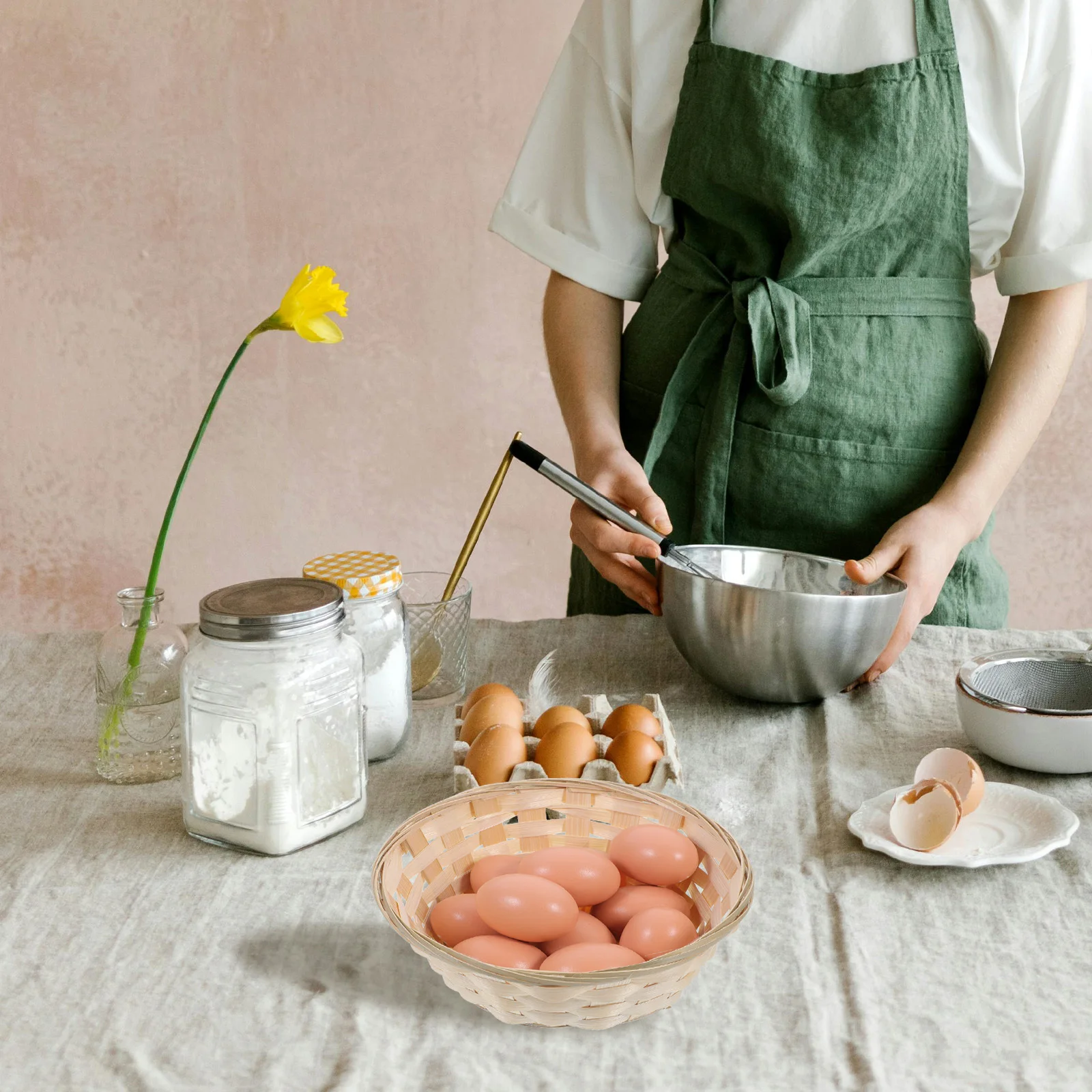 

3pcs Basket Egg Round Baskets Storage Container Home Office ganization Fruit Snack Egg Baskets Holder Weaved Tray