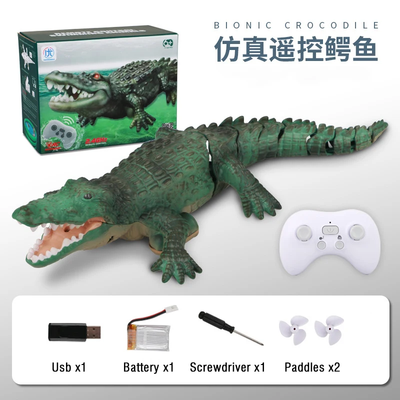 Jouets de simulation de crocodile réaliste pour enfants, poisson robotique RC, piscine, lac, étanche, télécommande, animal, cadeau pour enfants