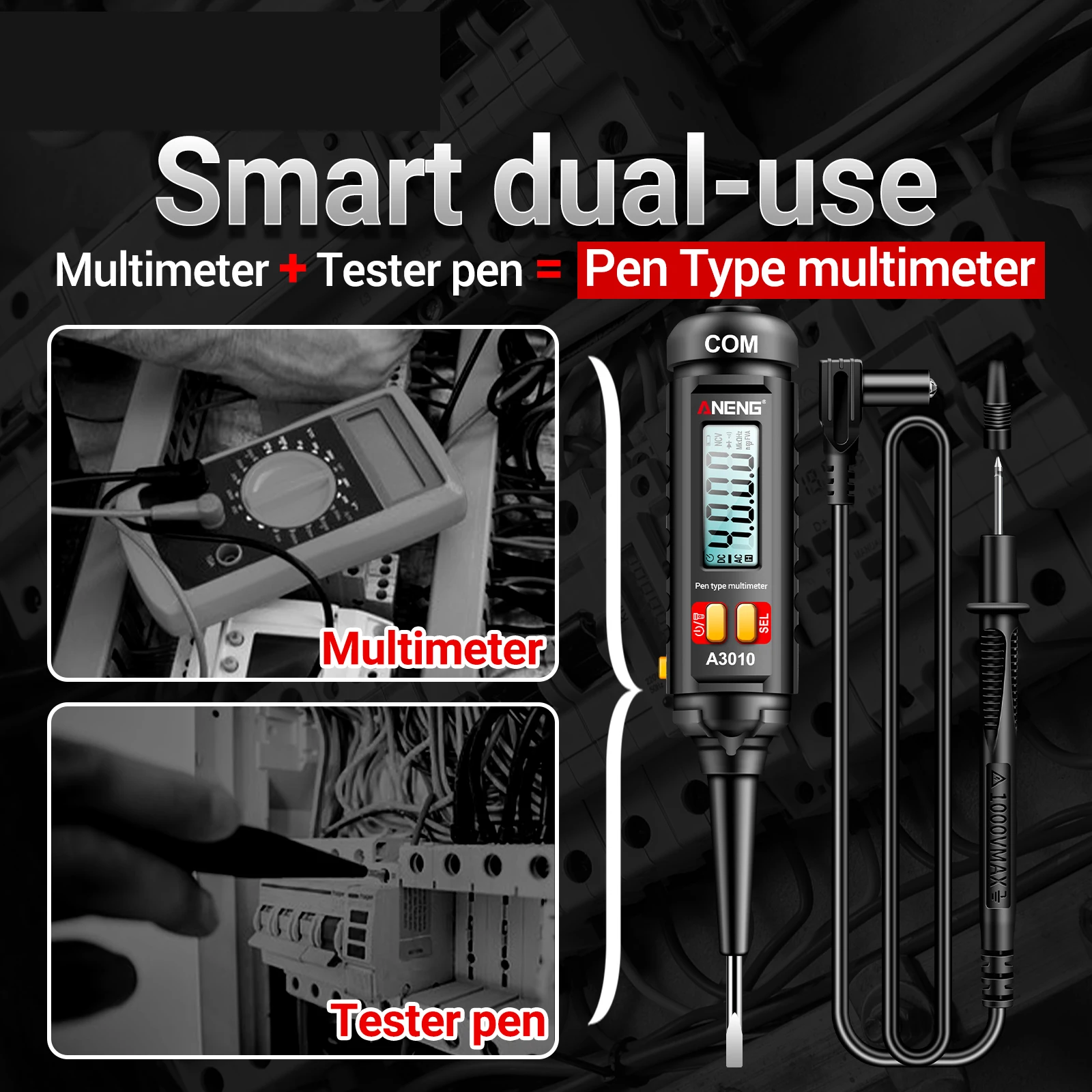 Multimetry ANENG A3010 4000 liczy Pen multimetr z podświetleniem Multi-Meter cyfrowy automatyczny Tester zakresów narzędzie elektryka LCD