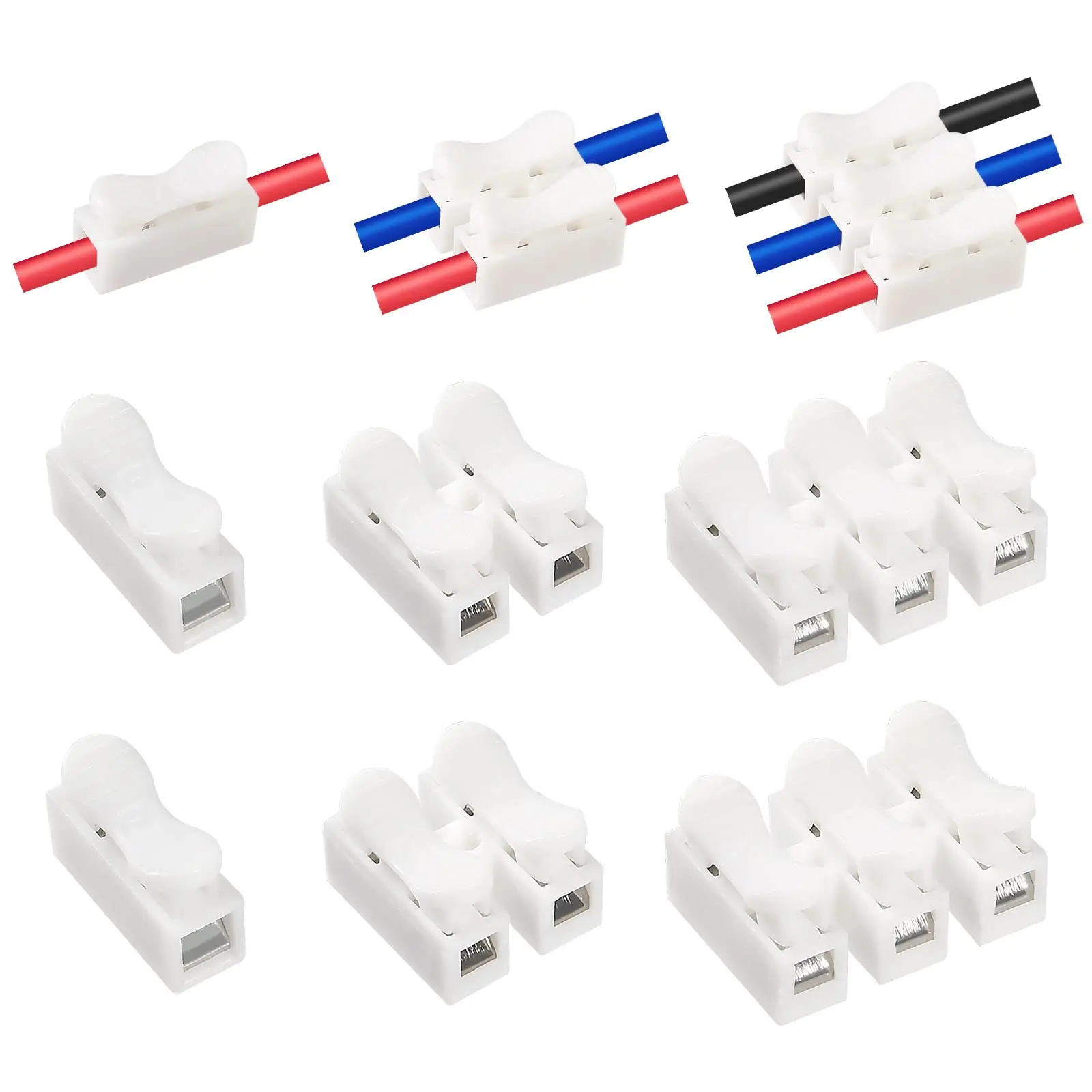 20/50Pcs No Solding Quick 1P 2P Cable Wire Connector No Screw Terminal Block Spring Clamp