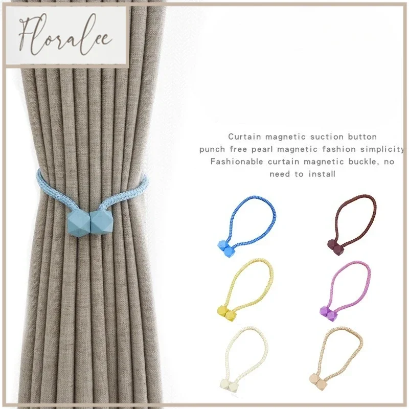 

4pcs Curtain Tiebacks With Strong Magnet Thick Rope Design For Bedroom Living Room Kitchen Durable Plastic Home Decor Accessory