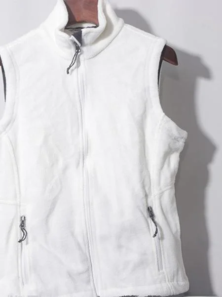 

White Fce Vest Loose Casual Stand Collar Comfortable Soft Polyester Fiber Spring Faion Ladies' Vest by Sinin